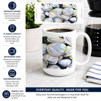 Clam Quahog Ceramic Coffee Mug 15 oz Decorative Large C Handle Mug Cup for Tea, Cocoa Hot Chocolate