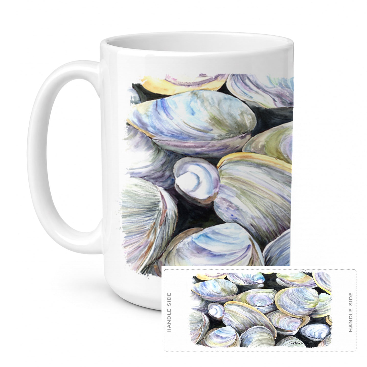 Clam Quahog Ceramic Coffee Mug 15 oz Decorative Large C Handle Mug Cup for Tea, Cocoa Hot Chocolate