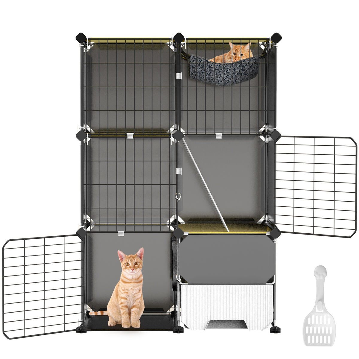 3 Tier Cat Cage Indoor With Litter Box Hammock Detachable Metal Wire Cat Kennel Cat House Cat Enclosure With Ladder For 