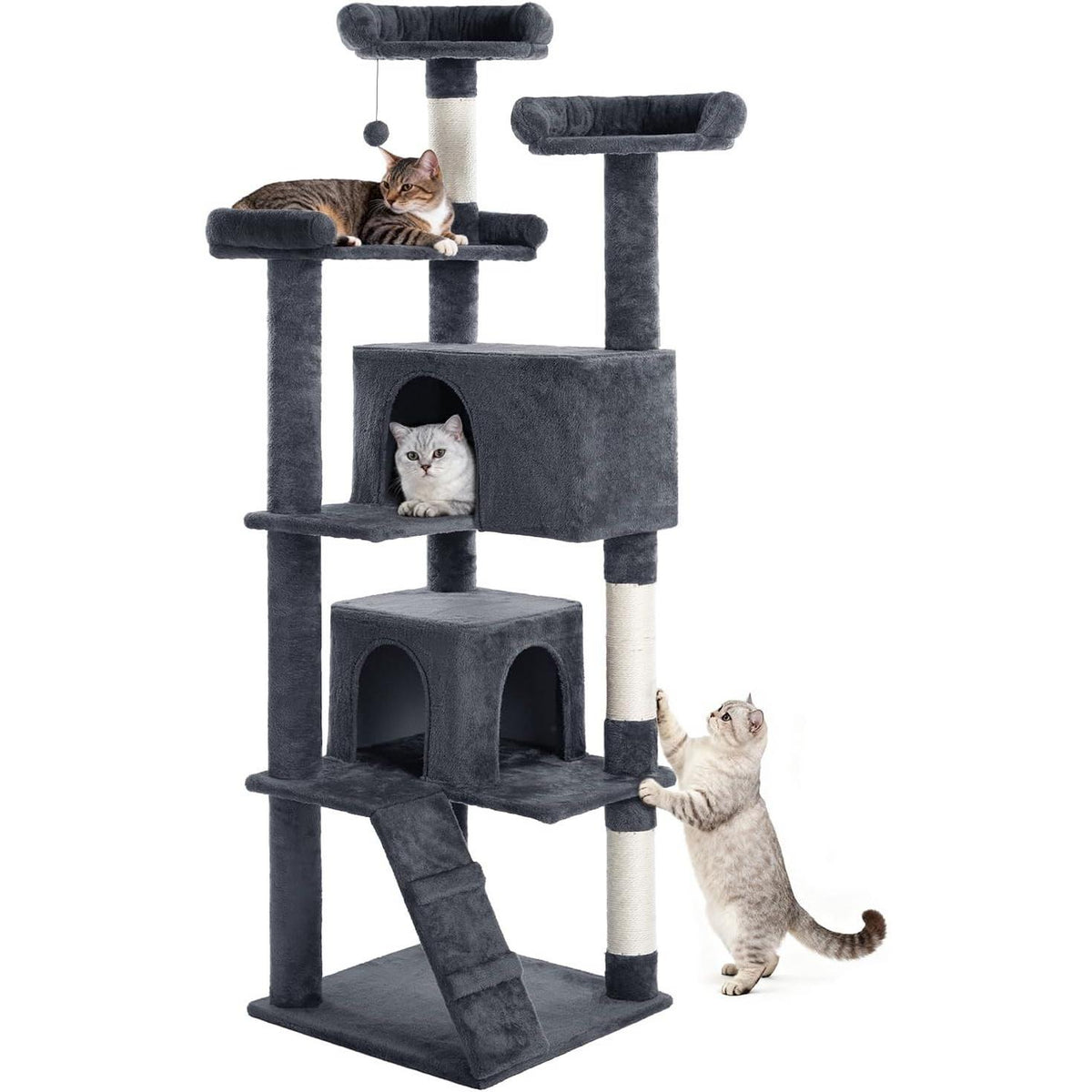 Made4Pets 56-inch Multi-Tier Cat Tree, Indoor Cat Cat Bed, Scratching Post, Toy, Activity Center, Playhouse, Kitten