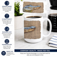 Alligator Ceramic Coffee Mug 15 oz Decorative Large C Handle Mug Cup for Tea, Cocoa Hot Chocolate
