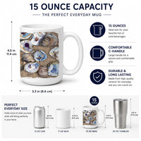 Oyster Ceramic Coffee Mug 15 oz Decorative Large C Handle Mug Cup for Tea, Cocoa Hot Chocolate