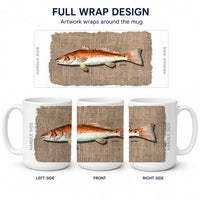 Red Fish Ceramic Coffee Mug 15 oz Decorative Large C Handle Mug Cup for Tea, Cocoa Hot Chocolate