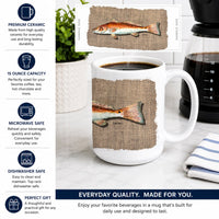 Red Fish Ceramic Coffee Mug 15 oz Decorative Large C Handle Mug Cup for Tea, Cocoa Hot Chocolate