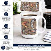 Shrimp Ceramic Coffee Mug 15 oz Decorative Large C Handle Mug Cup for Tea, Cocoa Hot Chocolate