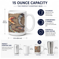 Shrimp Ceramic Coffee Mug 15 oz Decorative Large C Handle Mug Cup for Tea, Cocoa Hot Chocolate