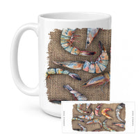 Shrimp Ceramic Coffee Mug 15 oz Decorative Large C Handle Mug Cup for Tea, Cocoa Hot Chocolate