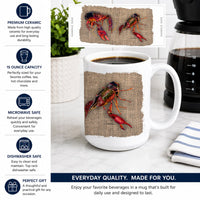 Crawfish Ceramic Coffee Mug 15 oz Decorative Large C Handle Mug Cup for Tea, Cocoa Hot Chocolate