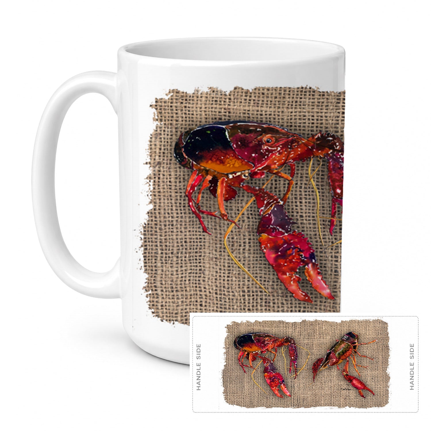 Crawfish Ceramic Coffee Mug 15 oz Decorative Large C Handle Mug Cup for Tea, Cocoa Hot Chocolate