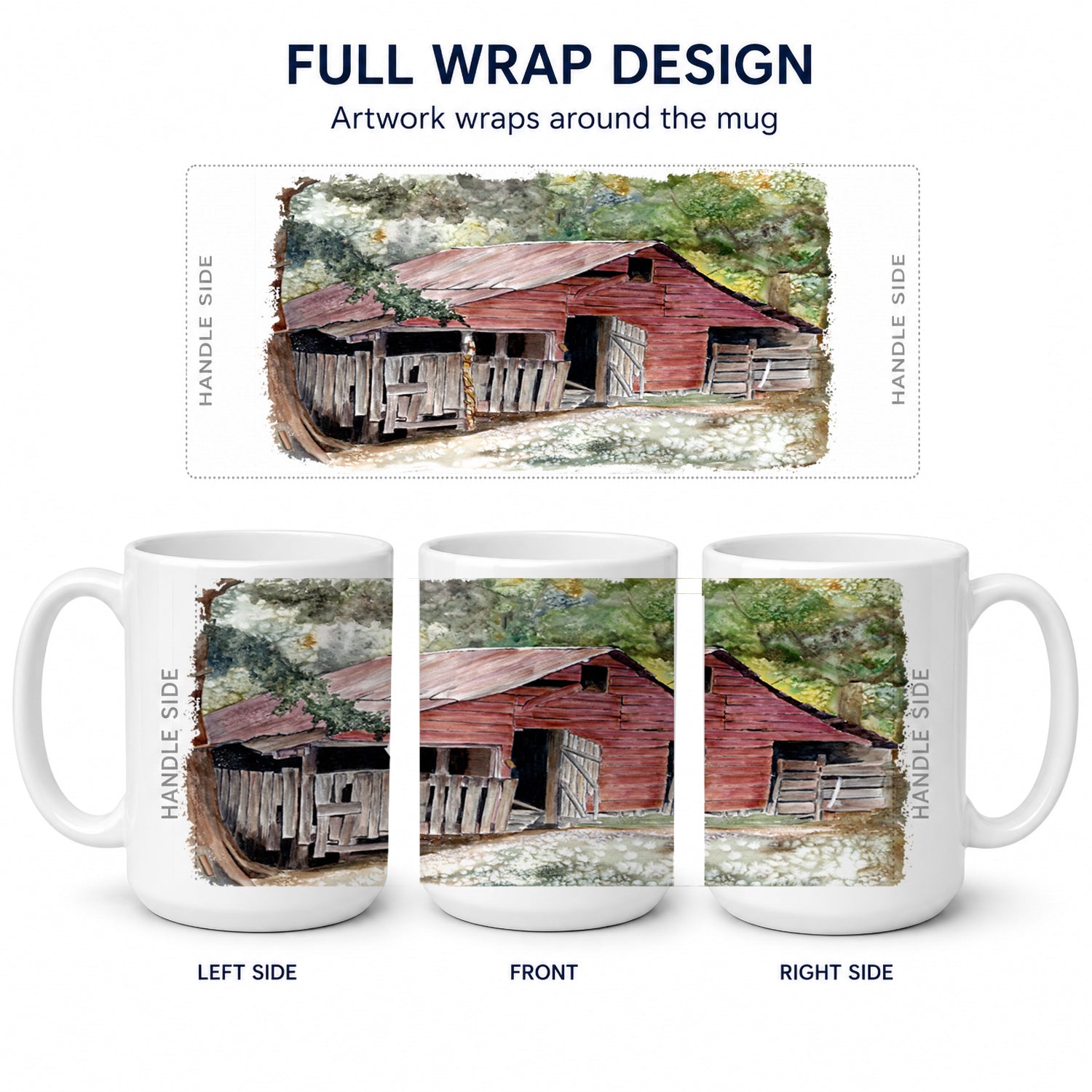 Old Barn Ceramic Coffee Mug 15 oz Decorative Large C Handle Mug Cup for Tea, Cocoa Hot Chocolate