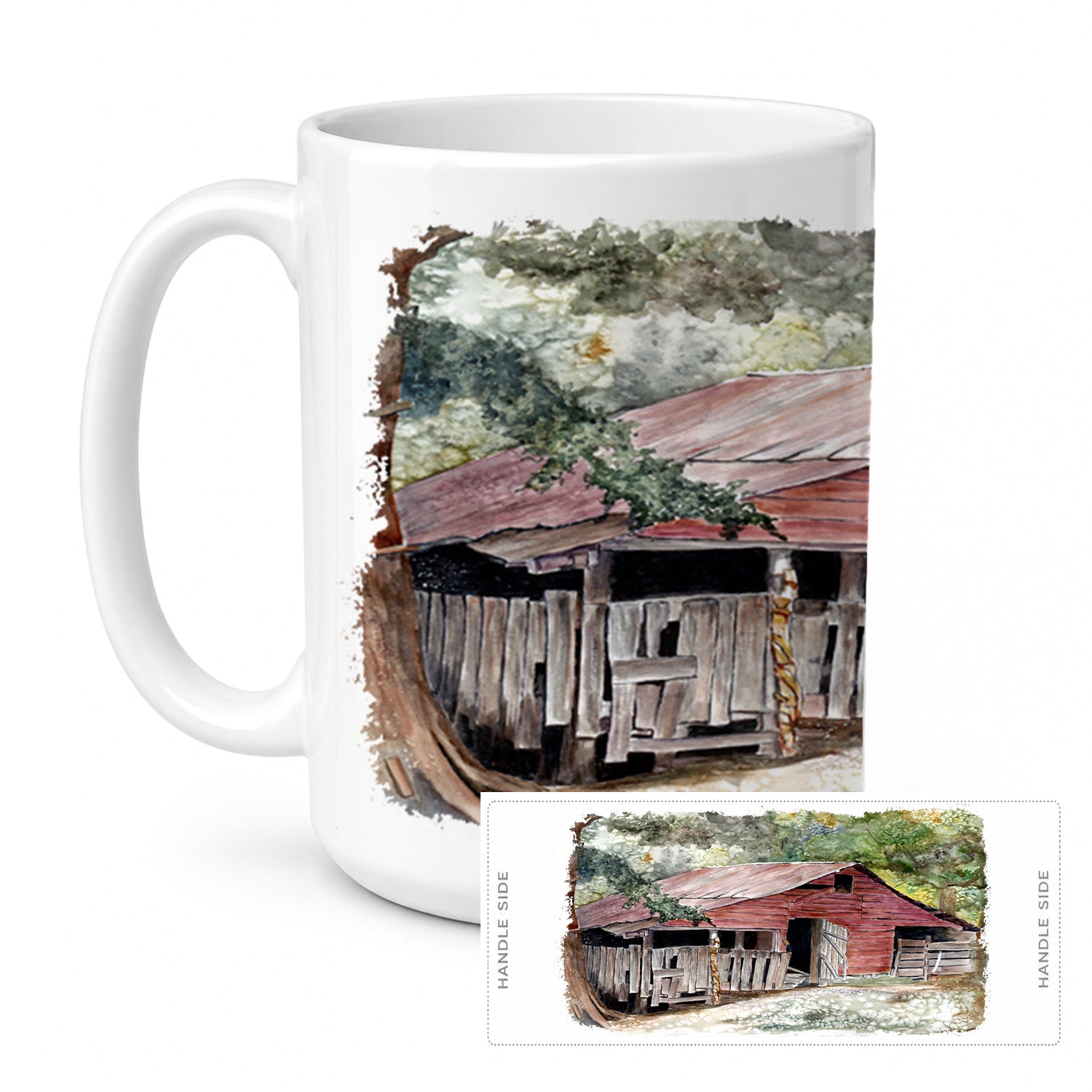 Old Barn Ceramic Coffee Mug 15 oz Decorative Large C Handle Mug Cup for Tea, Cocoa Hot Chocolate