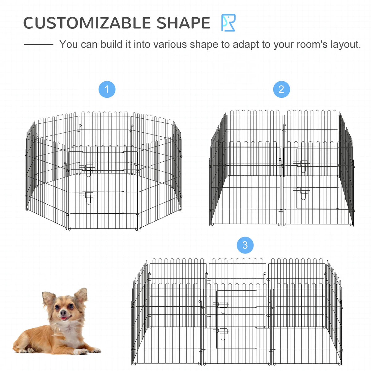 30inch 8-Panel Octagon Pet Exercise Playpen Crate Foldable Dog Cage Pen Puppy Kennel, Black