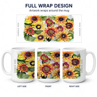 Sunflowers Ceramic Coffee Mug 15 oz Decorative Large C Handle Mug Cup for Tea, Cocoa Hot Chocolate