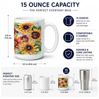 Sunflowers Ceramic Coffee Mug 15 oz Decorative Large C Handle Mug Cup for Tea, Cocoa Hot Chocolate