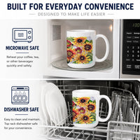 Sunflowers Ceramic Coffee Mug 15 oz Decorative Large C Handle Mug Cup for Tea, Cocoa Hot Chocolate