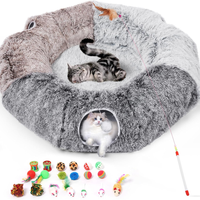 Large Cats Tunnels For Indoor Cats Fluffy Warm Cat Bed And Detachable Cave Tunnels With 20 Pet Toys, Donut Tunnel And Va