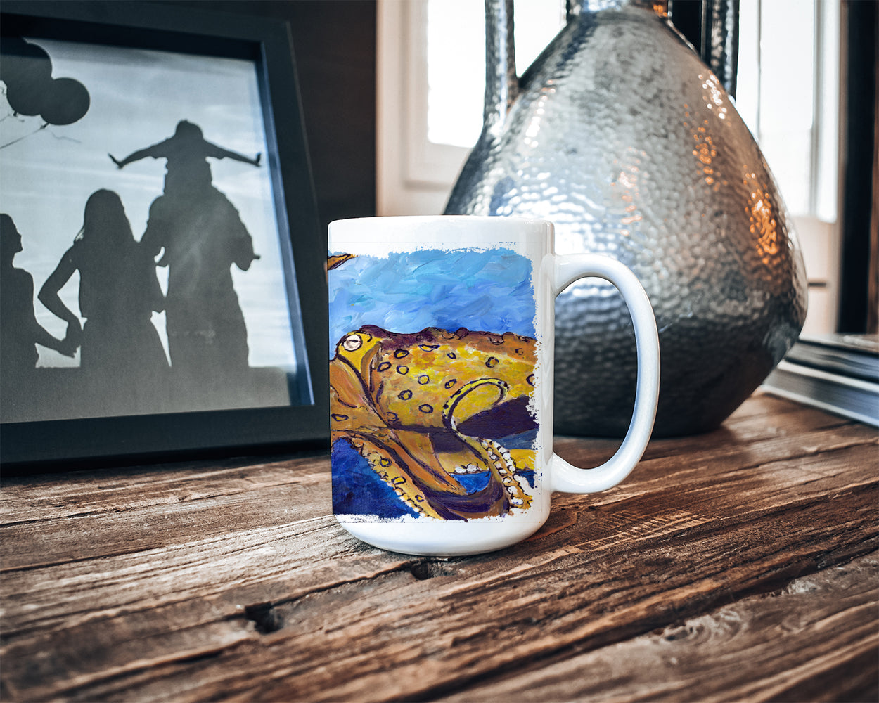 Octopus Ceramic Coffee Mug 15 oz Decorative Large C Handle Mug Cup for Tea, Cocoa Hot Chocolate