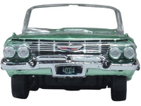 1961 Chevrolet Impala Convertible Arbor Green Metallic with Green Interior 1/87 (HO) Scale Diecast Model Car by Oxford Diecast