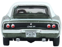 1968 Dodge Charger Racing Green Metallic with White Top and Tail Stripe 1/87 (HO) Scale Diecast Model Car by Oxford Diecast