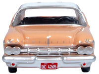 1959 Chrysler Imperial Crown 2 Door Hardtop Persian Pink with White Top 1/87 (HO) Scale Diecast Model Car by Oxford Diecast