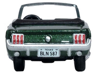 1965 Ford Mustang Convertible Ivy Green Metallic 1/87 (HO) Scale Diecast Model Car by Oxford Diecast