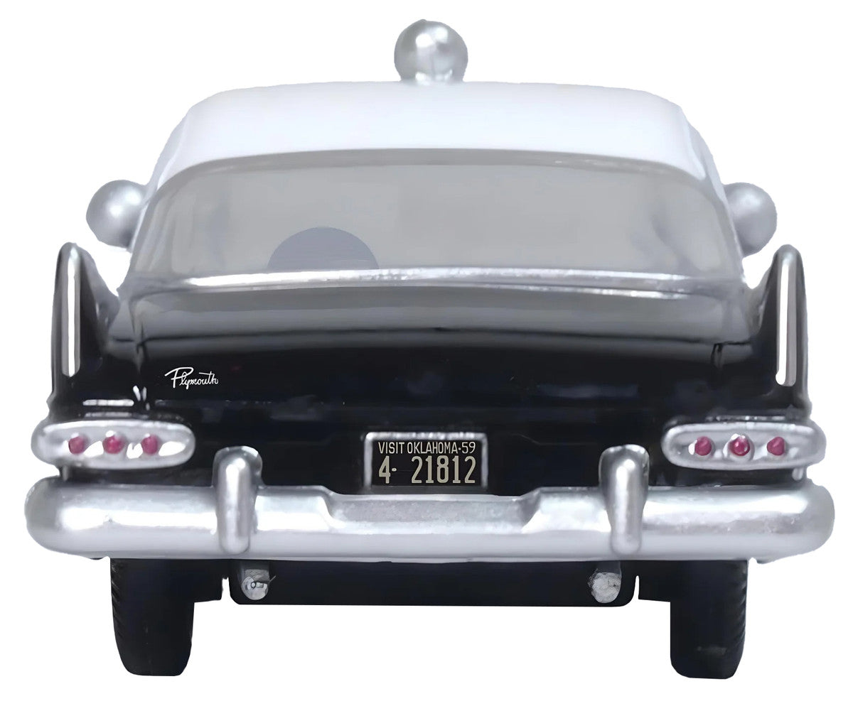 1959 Plymouth Savoy Black and White "Oklahoma Highway Patrol" 1/87 (HO) Scale Diecast Model Car by Oxford Diecast