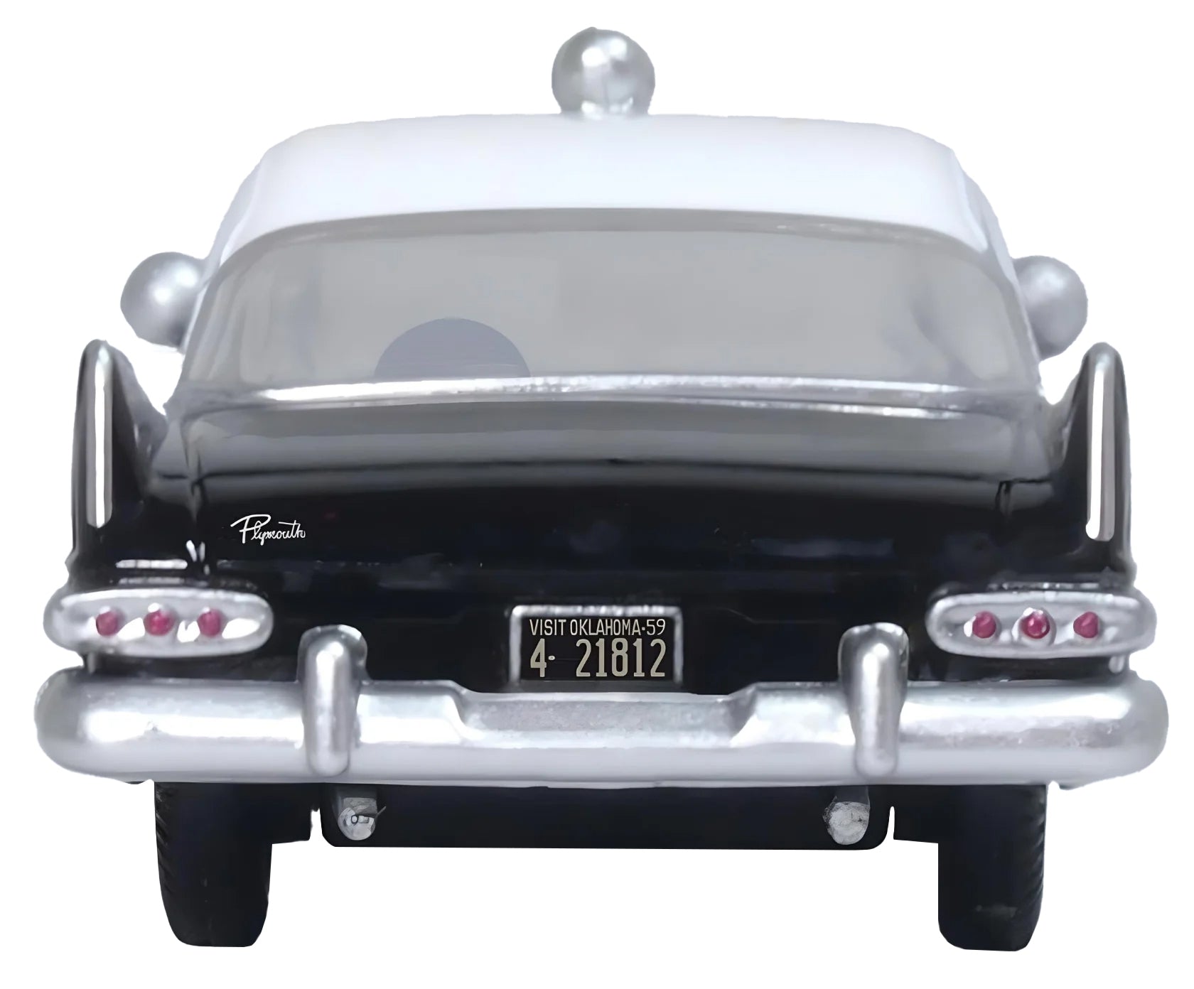 1959 Plymouth Savoy Black and White "Oklahoma Highway Patrol" 1/87 (HO) Scale Diecast Model Car by Oxford Diecast