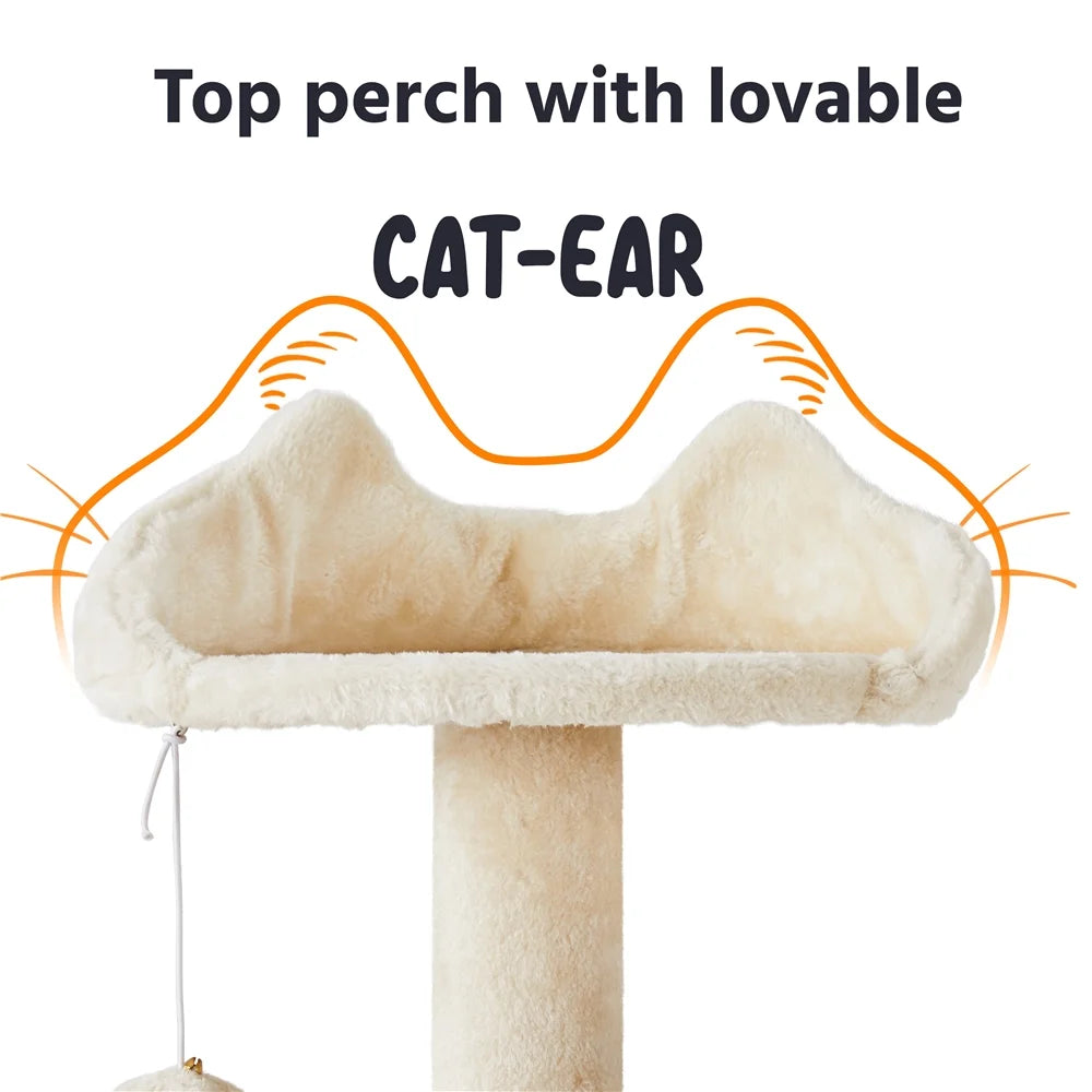 Ultimate 70" Double Condo Cat Tree with Scratching Posts - Creamy Comfort for Your Feline Friends! - BIG FRENCHIES