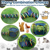 Portable Cat Enclosure - 7-in-1 Outdoor Catio with Tent & Tunnel, Foldable Playpen for Indoor Cats, Includes Storage Bag