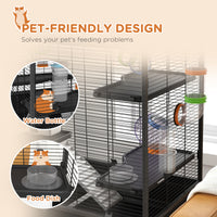 Small Animal Cage for Syrian Hamster, Gerbil Cage with Tubing System, Running Wheel, Ramps, Platforms