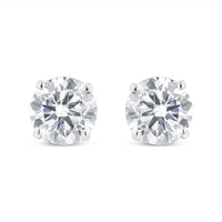 14K White Gold 1-1/2 Cttw Round Brilliant-Cut Diamond Classic 4-Prong Stud Earrings with Screw Backs (H-I Color, I1-I2 Clarity)