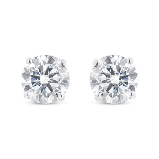 14K White Gold 1 1/2 Cttw Lab Grown Diamond Solitaire Stud Earrings with Screwbacks (F-G Color, VS2-SI1 Clarity)