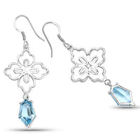 12.82 Carat Genuine Swiss Blue Topaz .925 Sterling Silver Earrings