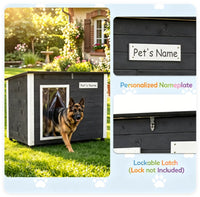 42.5" x 27" x 33.5" Outdoor Dog House with Sloped Asphalt Roof, Elevated Floor & Openable Roof Weatherproof Pet Kennel w