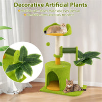 Cat Tree - 22LBS Capacity, Palm Tree Design with Self-Groomer & Scratching Posts