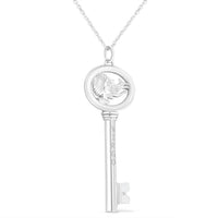 .925 Sterling Silver Diamond Accent Virgo Zodiac Key 18" Pendant Necklace (K-L Color, I1-I2 Clarity)