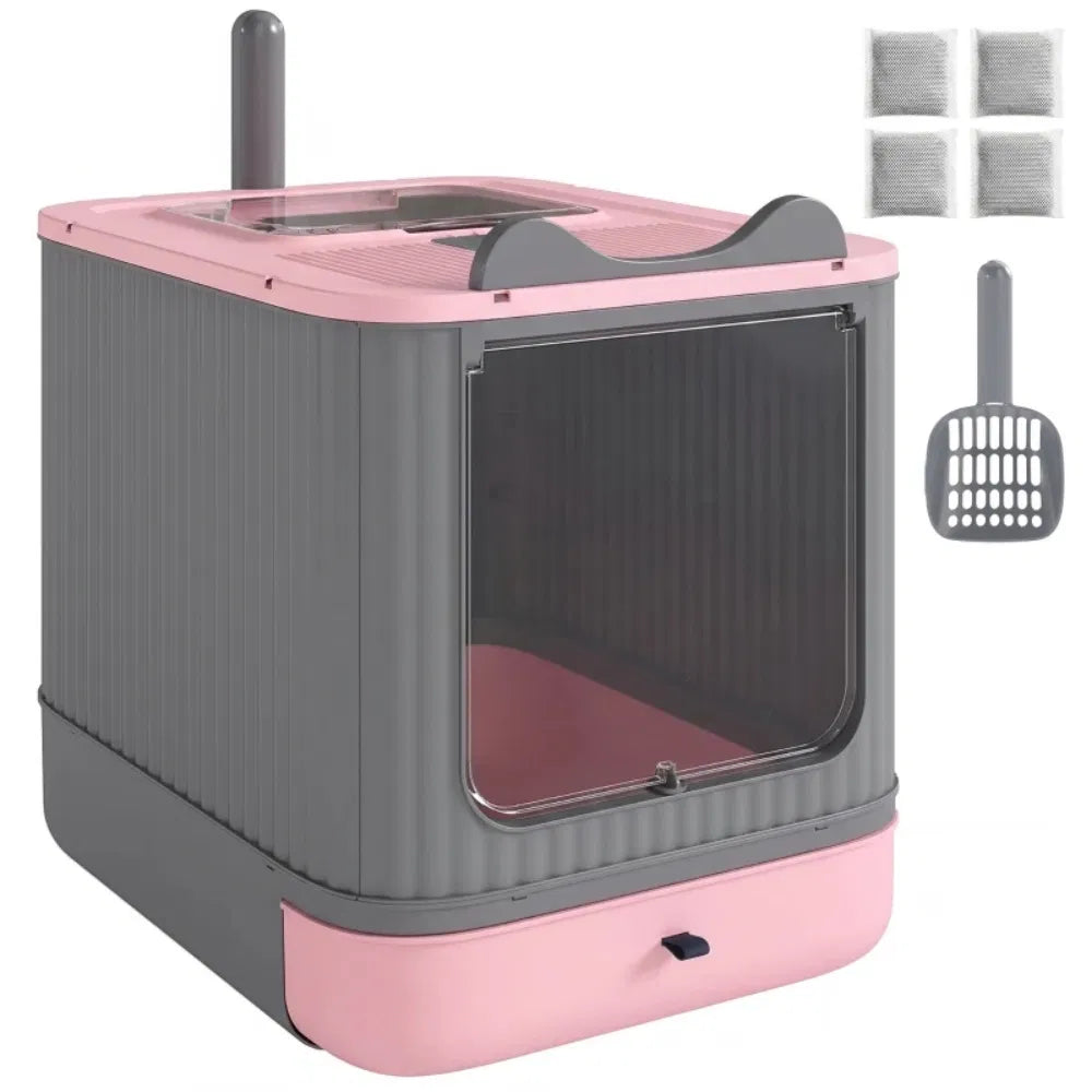 Cat Litter Box with Adjustable Front 17.5 Inches X 13.6 Inches X 15.9 Inches
