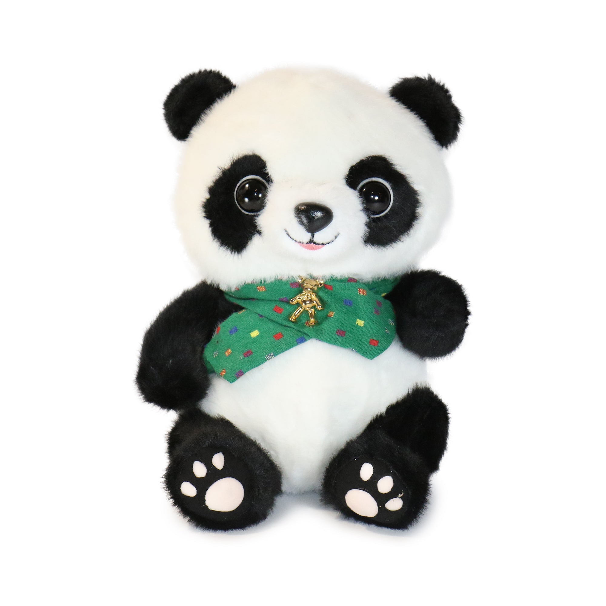 10-Inch Black and White Beau Panda with colorful Bow Tie