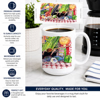 Gumbo and Potato Salad Ceramic Coffee Mug 15 oz Decorative Large C Handle Mug Cup for Tea, Cocoa Hot Chocolate