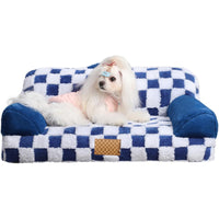 Jacquard Luxury Solid Color Pattern Leather Fur Machine Washable Detachable Cover Pet Bed