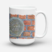 New Orleans Watermeter on Bricks Ceramic Coffee Mug 15 oz Decorative Large C Handle Mug Cup for Tea, Cocoa Hot Chocolate