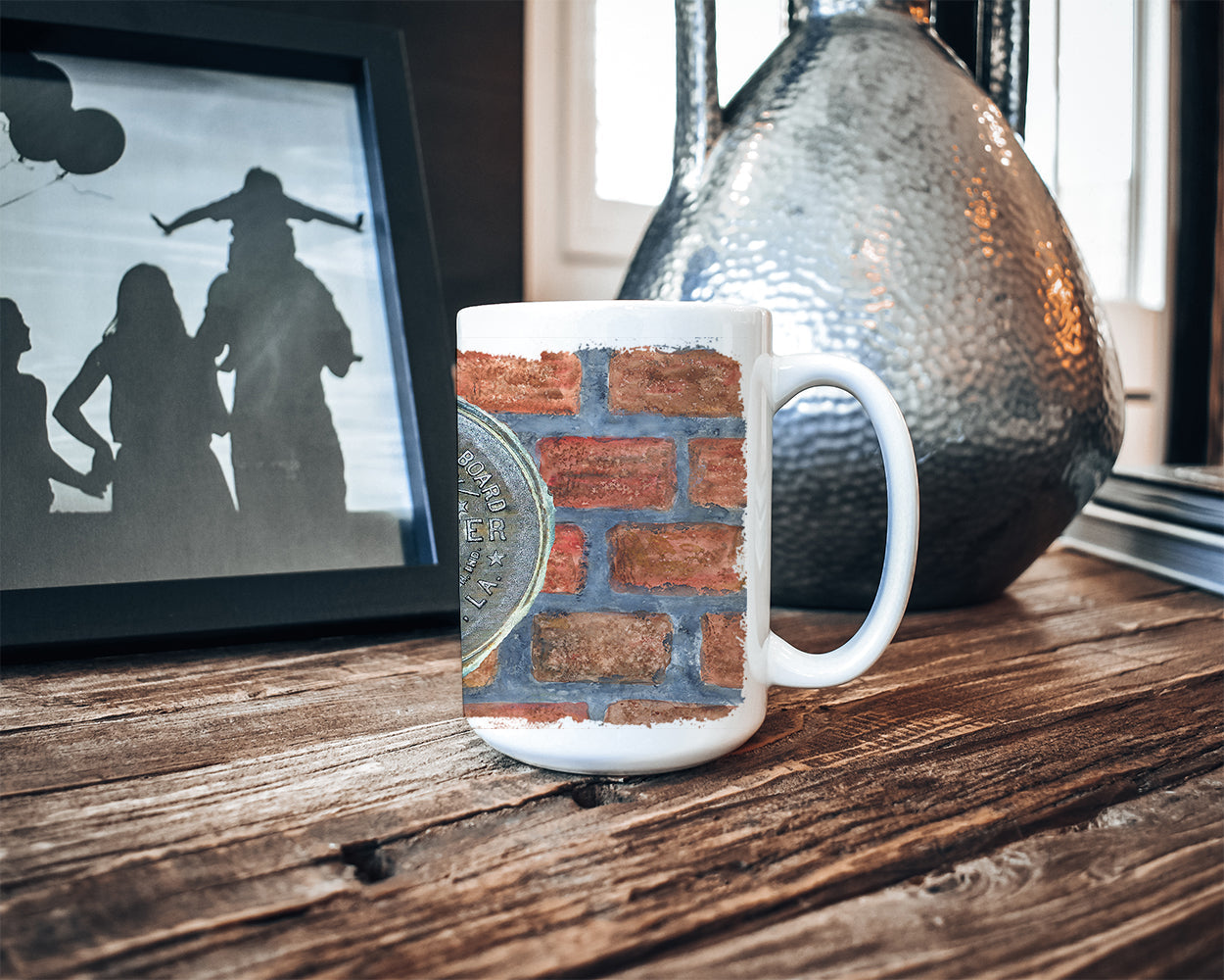 New Orleans Watermeter on Bricks Ceramic Coffee Mug 15 oz Decorative Large C Handle Mug Cup for Tea, Cocoa Hot Chocolate