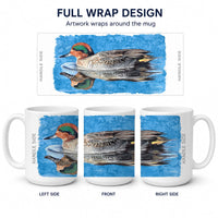 Teal Duck Ceramic Coffee Mug 15 oz Decorative Large C Handle Mug Cup for Tea, Cocoa Hot Chocolate