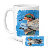 Teal Duck Ceramic Coffee Mug 15 oz Decorative Large C Handle Mug Cup for Tea, Cocoa Hot Chocolate