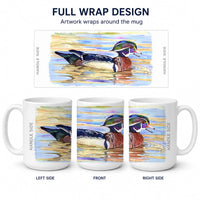Wood Duck Ceramic Coffee Mug 15 oz Decorative Large C Handle Mug Cup for Tea, Cocoa Hot Chocolate