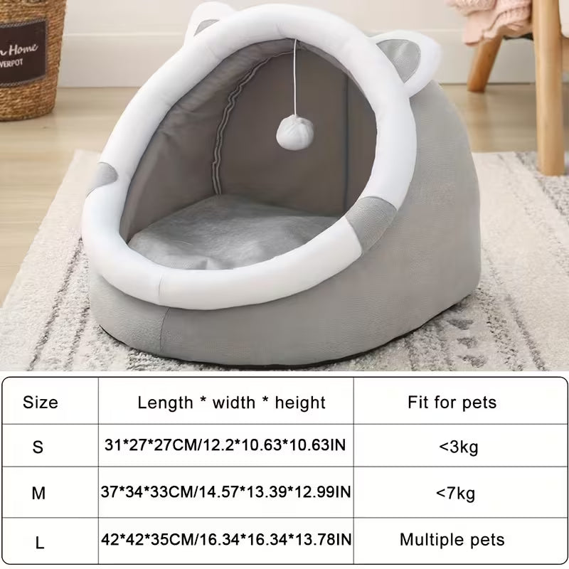 Cozy Cat Cave Bed – Soft Indoor Pet Tent & Cushion for Cats and Small Dogs