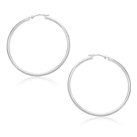 10k White Gold Polished Hoop Earrings (30mm)
