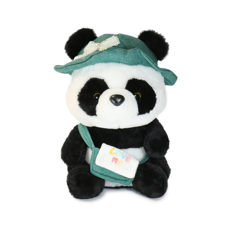 10-Inch Black and White Daisy Panda with Green Hat - BIG FRENCHIES