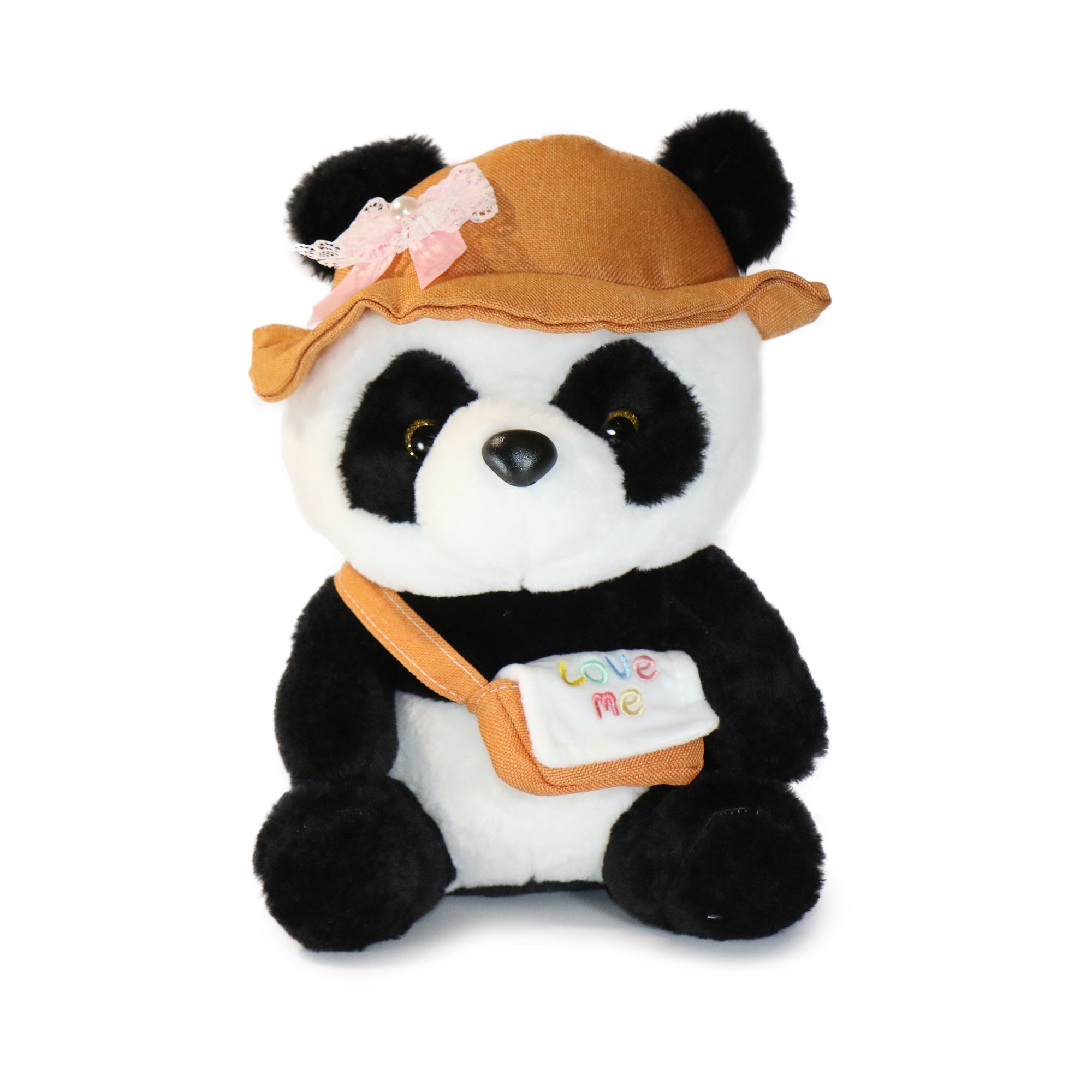 10-Inch Black and White Daisy Panda with Green Hat