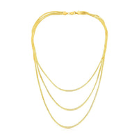 14k Yellow Gold Three Strand Herringbone Chain Necklace